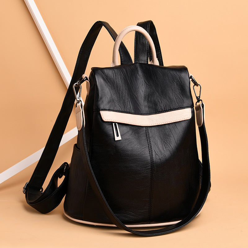 Women's Leather Pattern Stitching Fashion Textured Female Backpacks