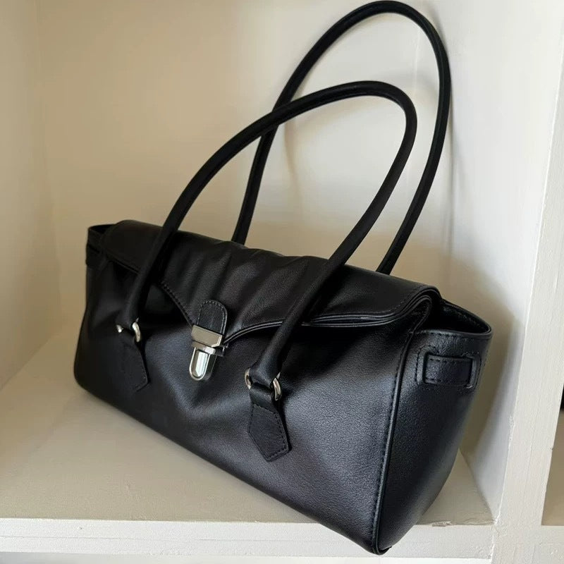 First Layer Cowhide Underarm Baguette Retro Shoulder Bags