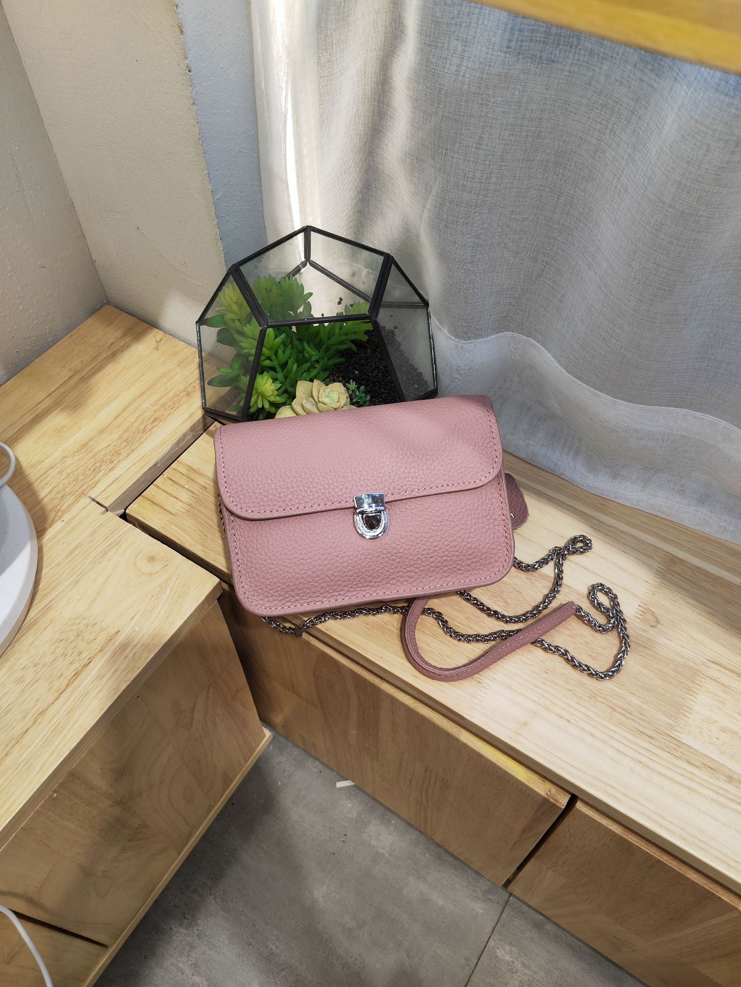 Women's Lychee Pattern Fashion Top Layer Cowhide Shoulder Bags