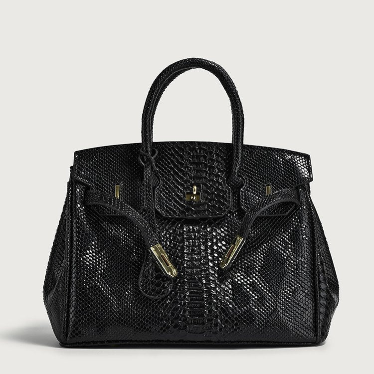 Women's Retro Snakeskin Pattern Trendy Large Capacity Shoulder Bags