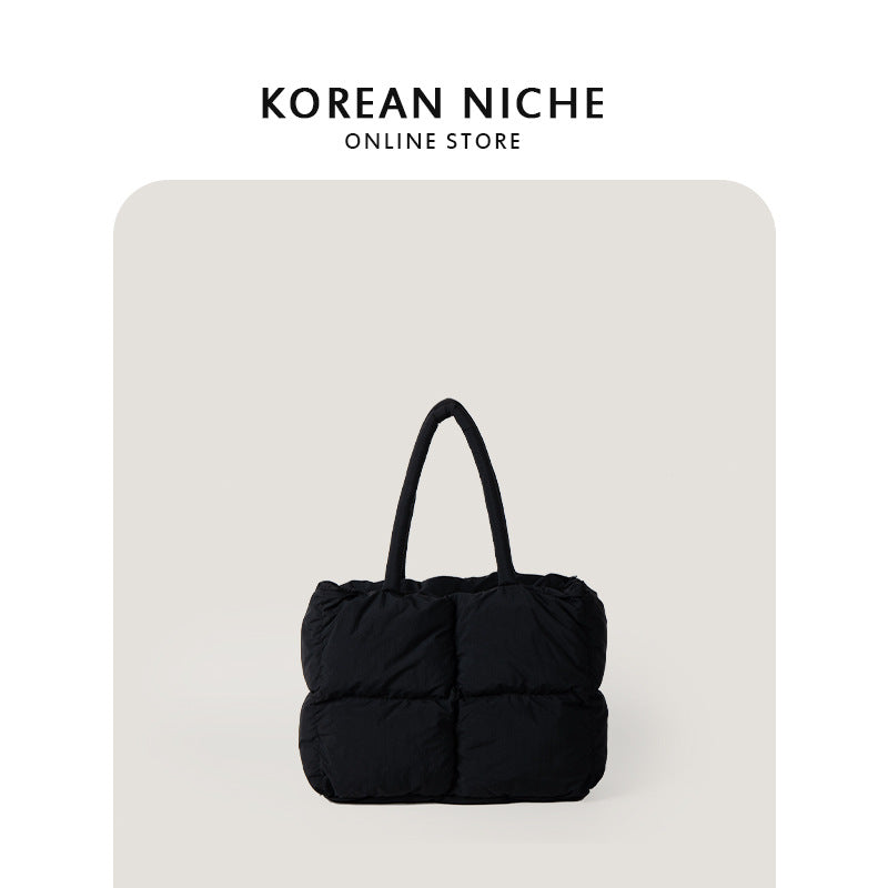 Nylon Niche Plaid Idle Style Large Shoulder Bags