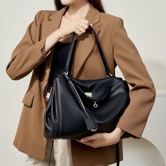 Large Capacity Leather Smooth Commuter Underarm Tote Bags
