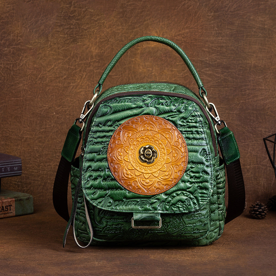Women's Top Layer Cowhide Multipurpose Chinese Style Retro Crossbody Bags