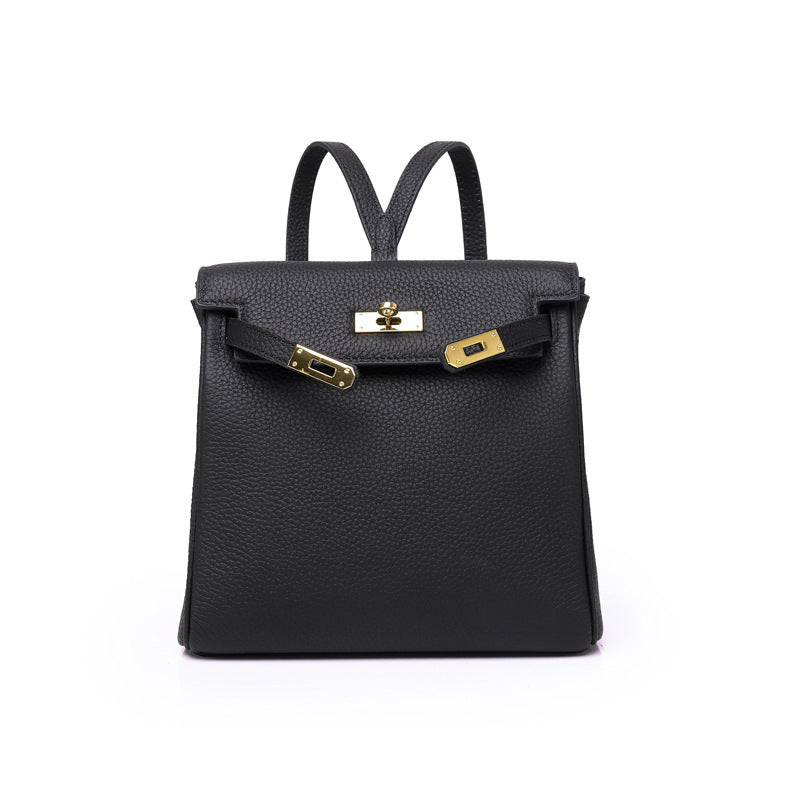 First Layer Cowhide Kelly Platinum Leather Backpacks