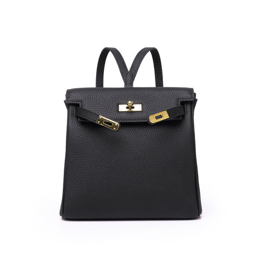 First Layer Cowhide Kelly Platinum Leather Backpacks