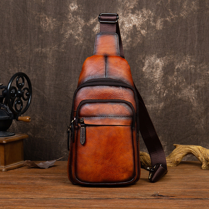 Men's Retro First Layer Cowhide Tree Height Men's Messenger Bags