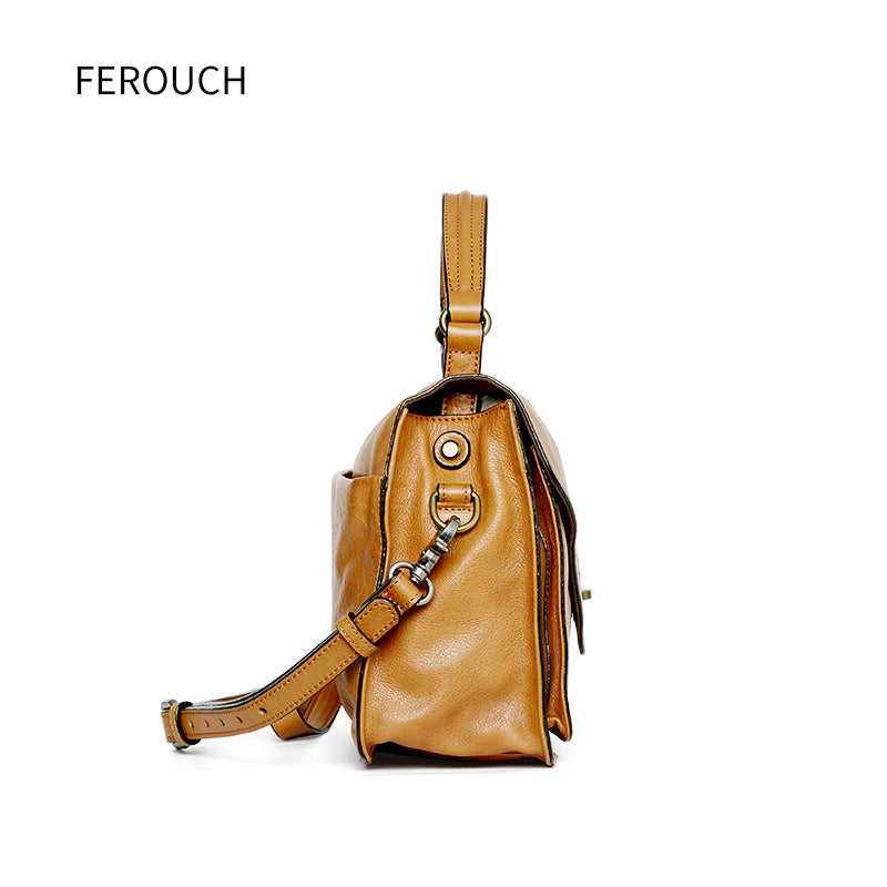 Women's First Layer Cowhide Vegetable Tanned Fashion Handbags