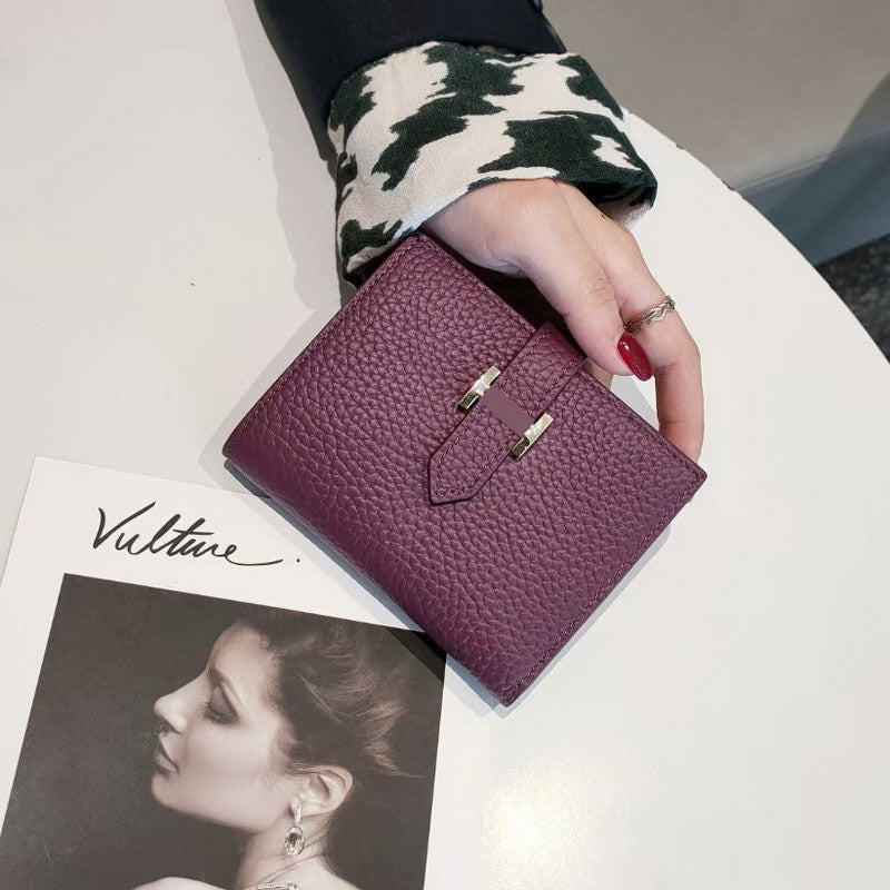 Women's Quality Double Folding Zipper Top Layer Handbags