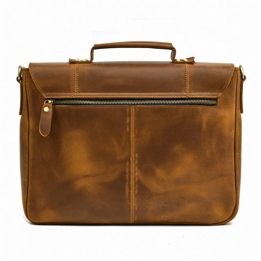 Men's Large Capacity Flip Top Layer Cowhide Men's Briefcases