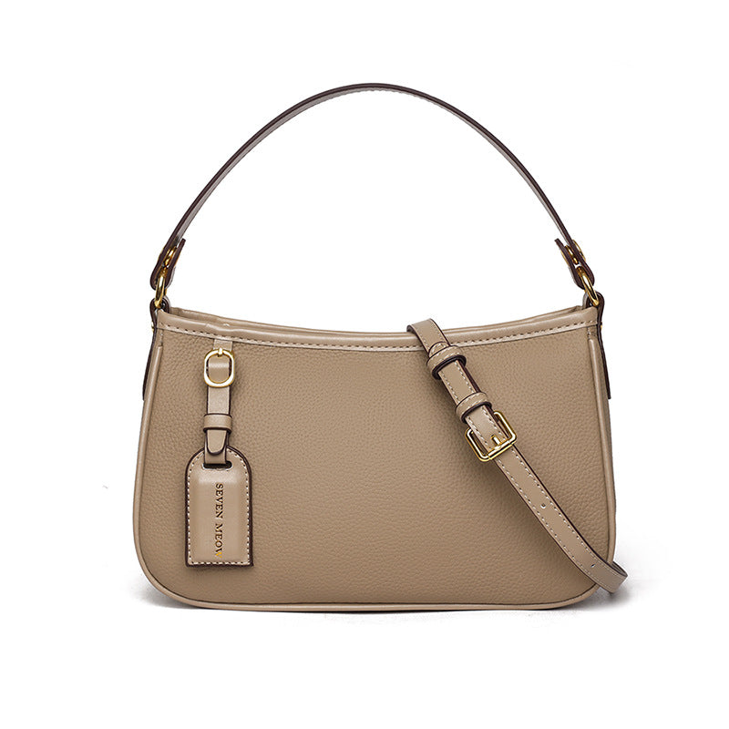 Women's Trendy Genuine Leather Simple Baguette Hand Crossbody Bags