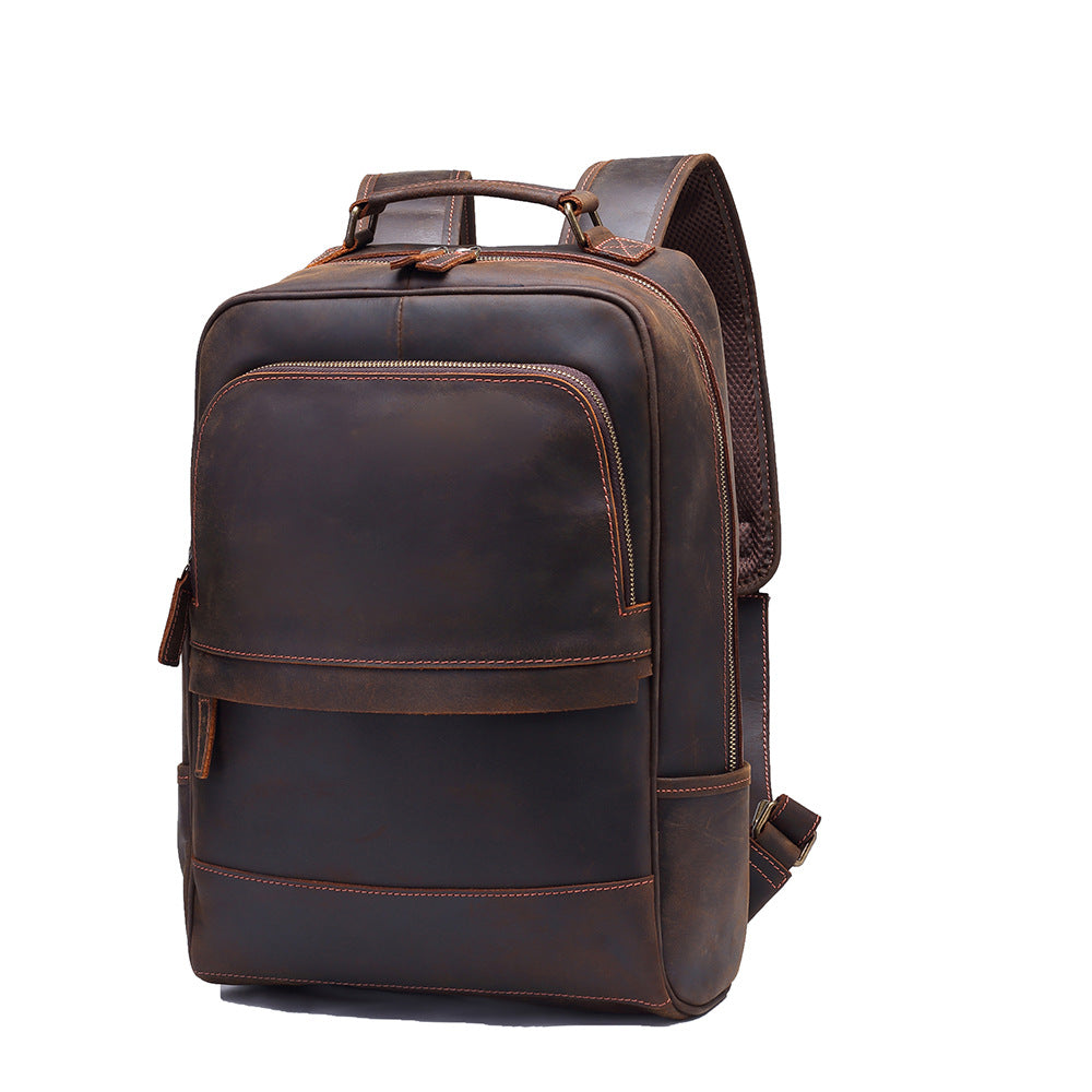 Men's Leather Vintage First Layer Cowhide Large Backpacks