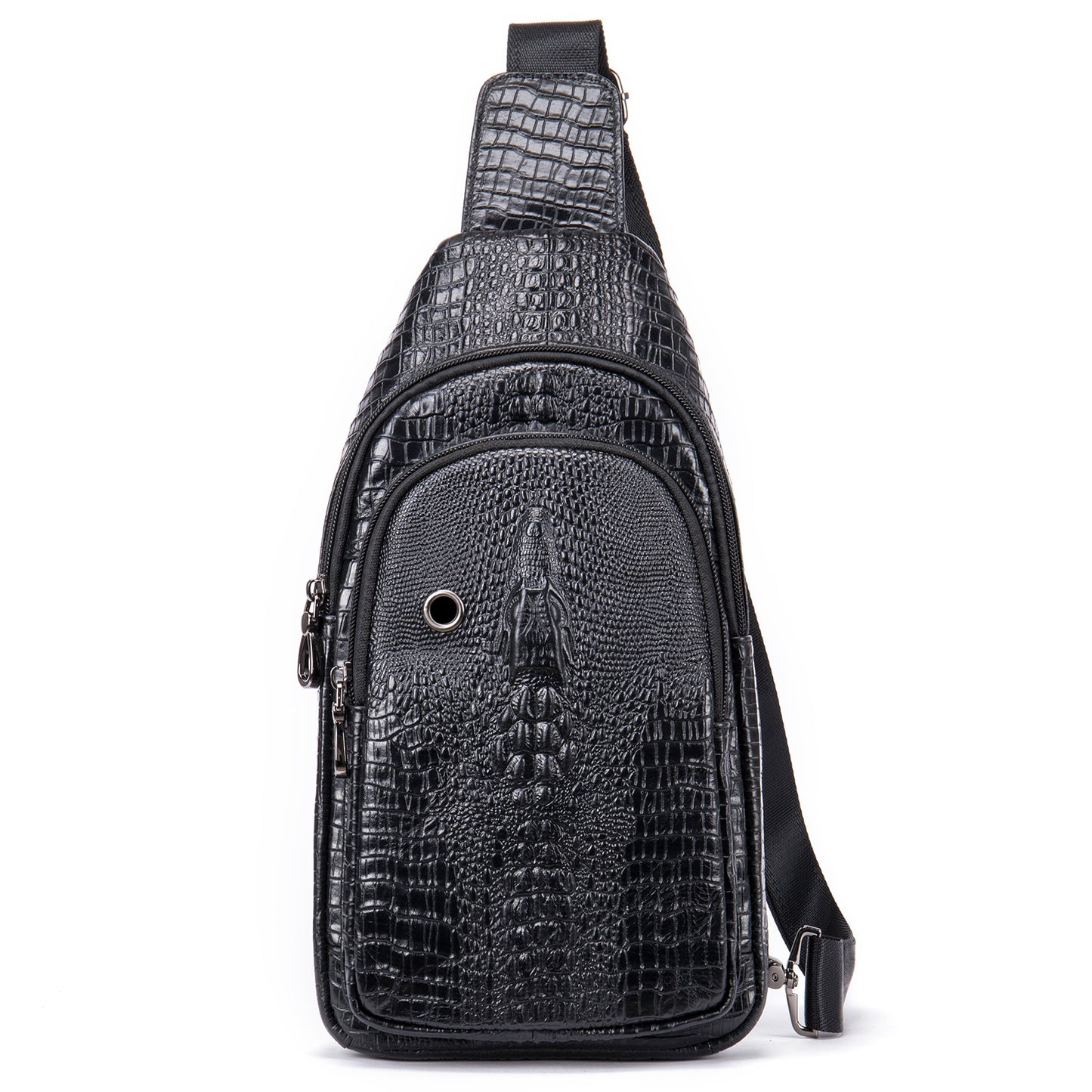 Men's Classic Leather Cowhide Crocodile Pattern Bags