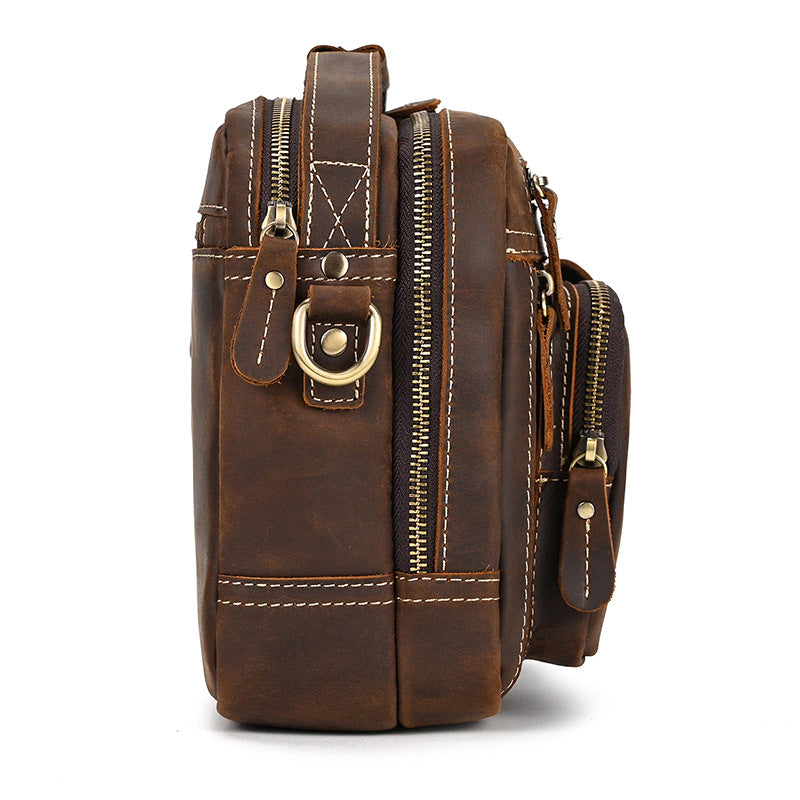 Men's Retro Crazy Horse Leather Flat Men's Briefcases
