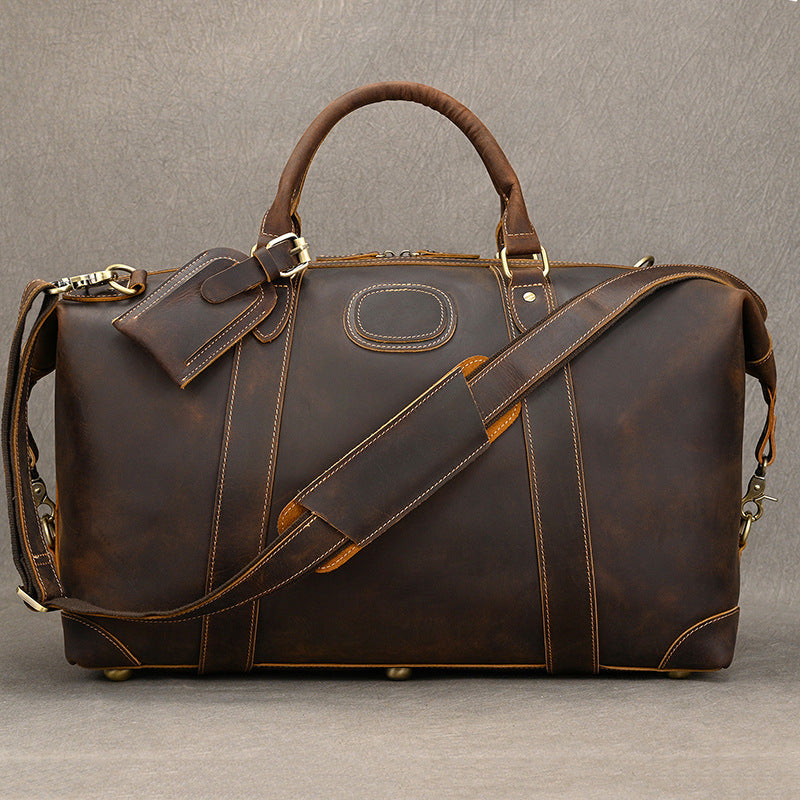 Men's Large Capacity Leather Crazy Horse Expandable Travel Bags