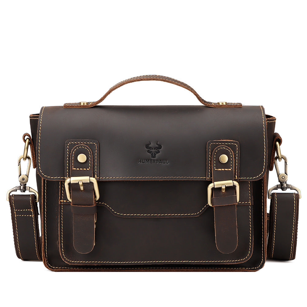 Men's Crazy Horse Leather First Layer Cowhide Men's Shoulder Bags