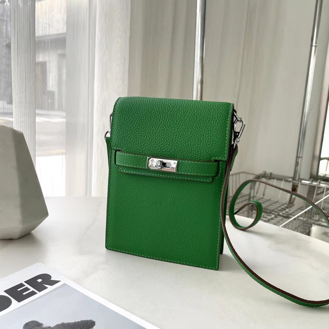 Fashion Genuine Leather Female Kelly Vertical Light Phone Bags