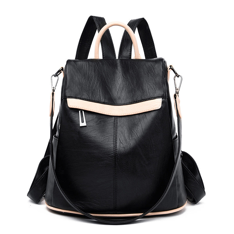 Women's Leather Pattern Stitching Fashion Textured Female Backpacks