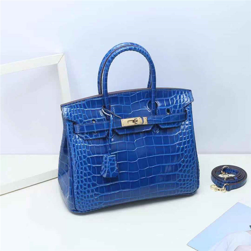 Women's Crocodile Pattern Cowhide Big Commuter Bridal Shoulder Bags