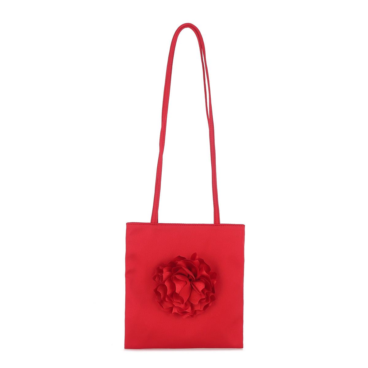 Style Niche Rose Flower Summer Satin Shoulder Bags