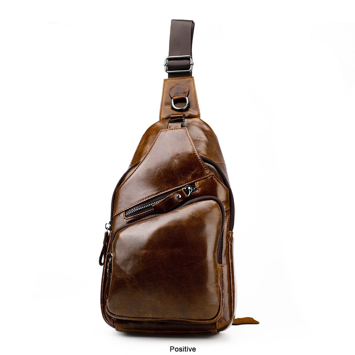 Men's Leather Cowhide Retro Oil Wax Skin Men's Chest Bags