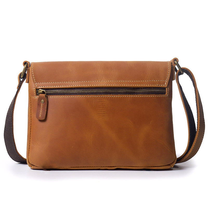 Men's Retro Simple Leather Crazy Horse Large Men's Shoulder Bags