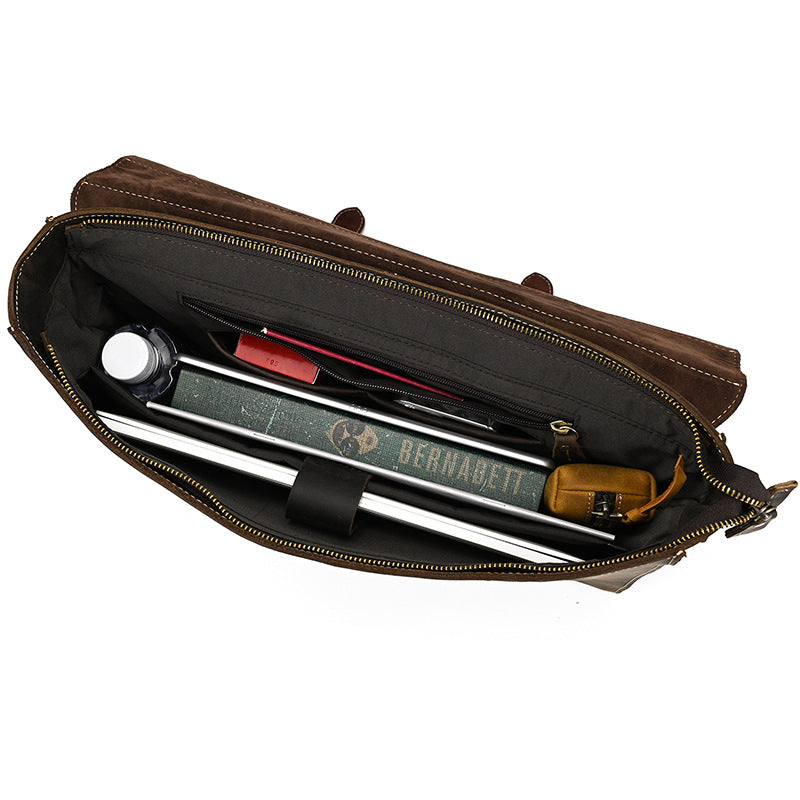 Leather Inch Computer Crazy Horse First Men's Briefcases