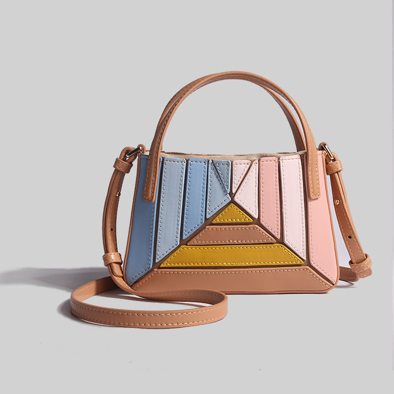 Color Dopamine Turkish Style Design Pleated Contrast Small Square Bags