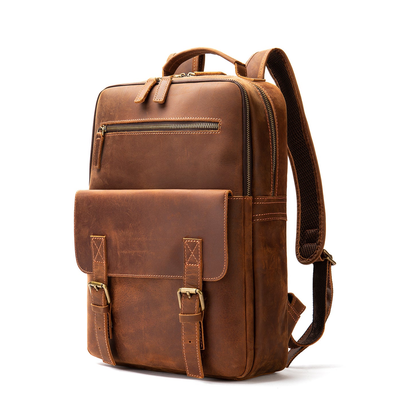Men's Crazy Horse Leather Business Computer Retro Backpacks