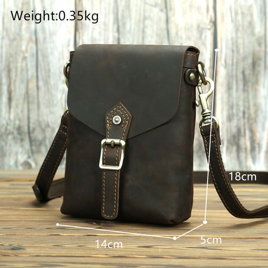 Men's Layer Cowhide Mini Durable Retro Crazy Men's Messenger Bags