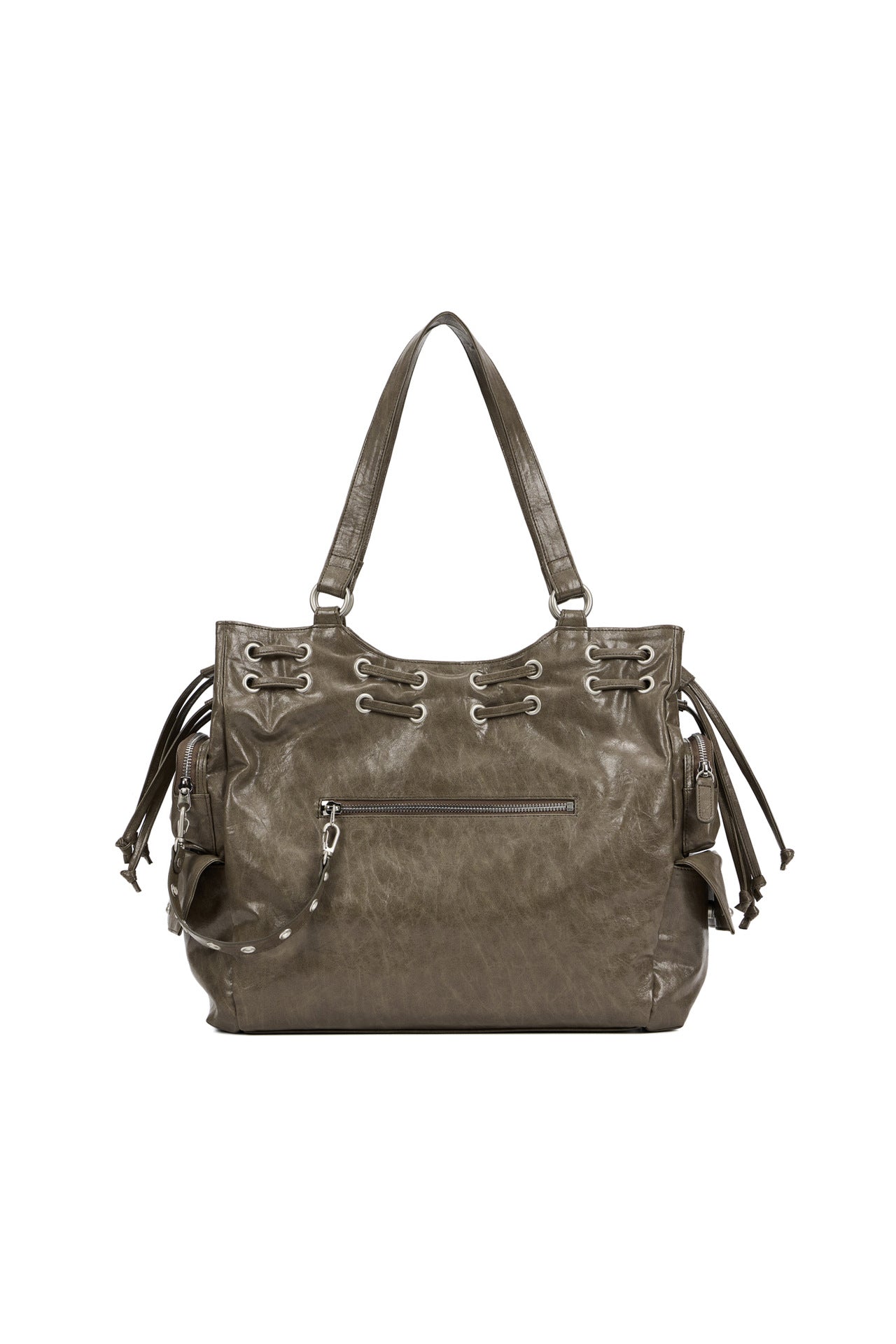 Women's Niche Motorcycle Large Drawstring Pocket Studded Tote Bags