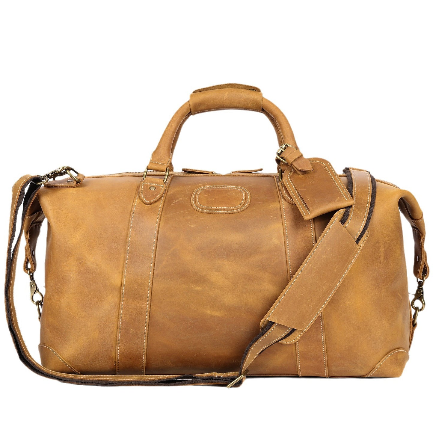 Men's Crazy Horse Leather Handmade Retro Large Travel Bags