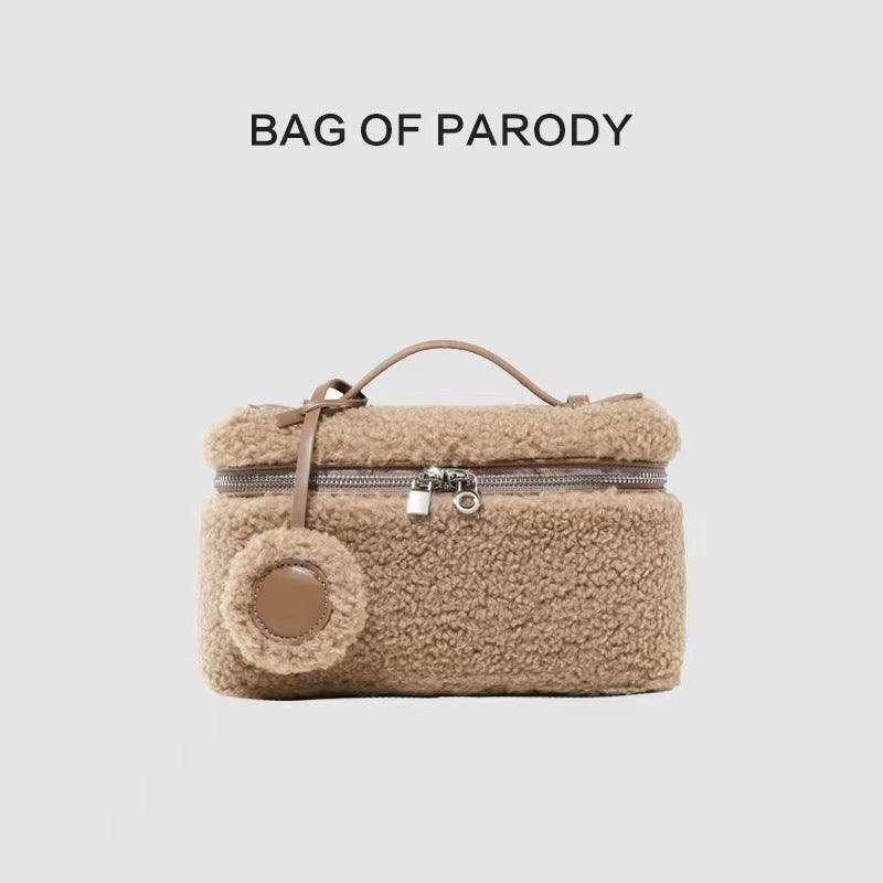 Women's Furry High-grade Winter Lamb Wool Lunch Small Square Bags