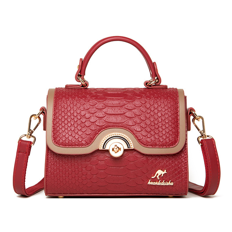 Women's Denis Kangaroo Crocodile Pattern Large Capacity Crossbody Bags