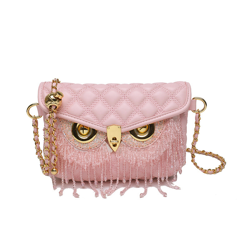 Fashion Women's Tassel Owl Mask Design Shoulder Bags