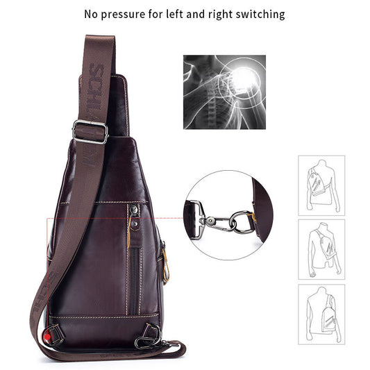 Men's Genuine Leather Retro First Layer Cowhide Men's Chest Bags