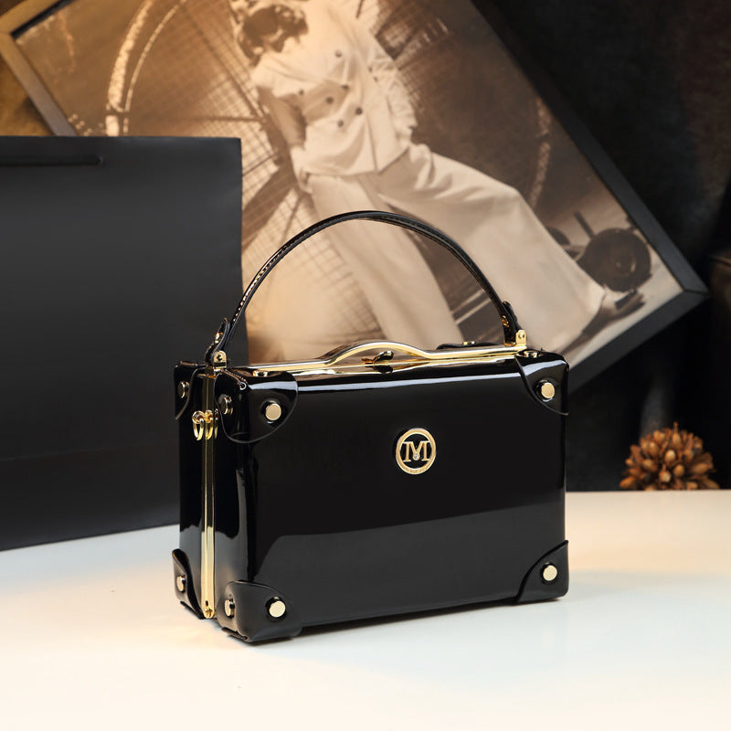 Women's Niche Design Box Patent Leather Trendy Crossbody Bags