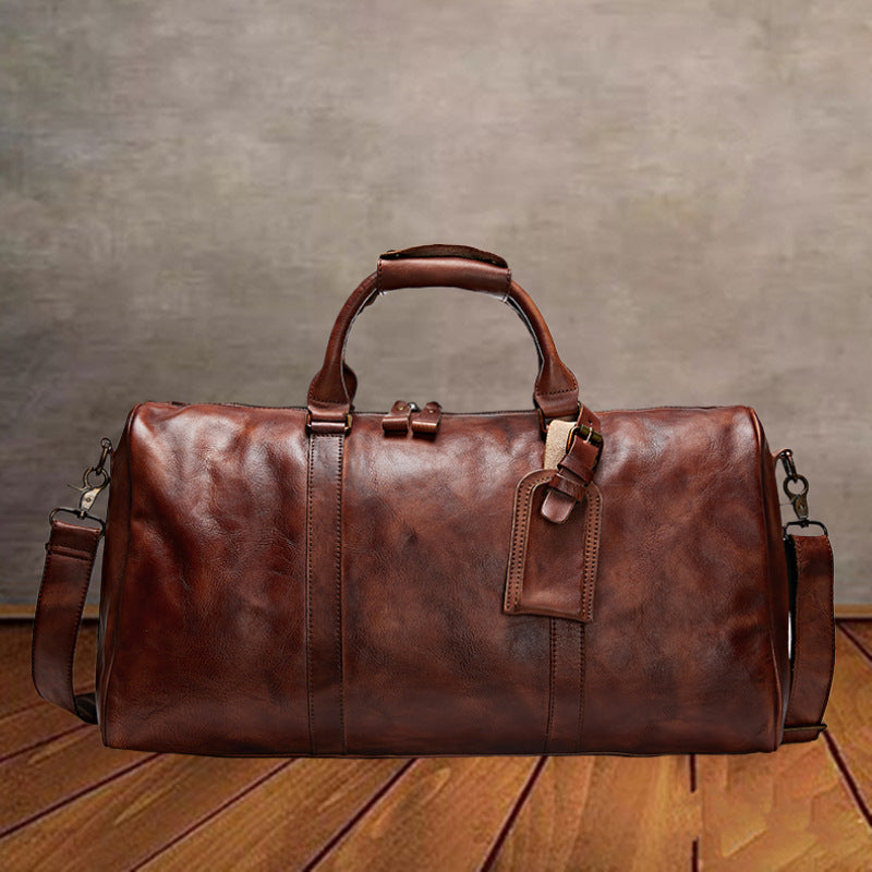 Women's & Men's & Genuine Leather Portable Fitness Travel Bags