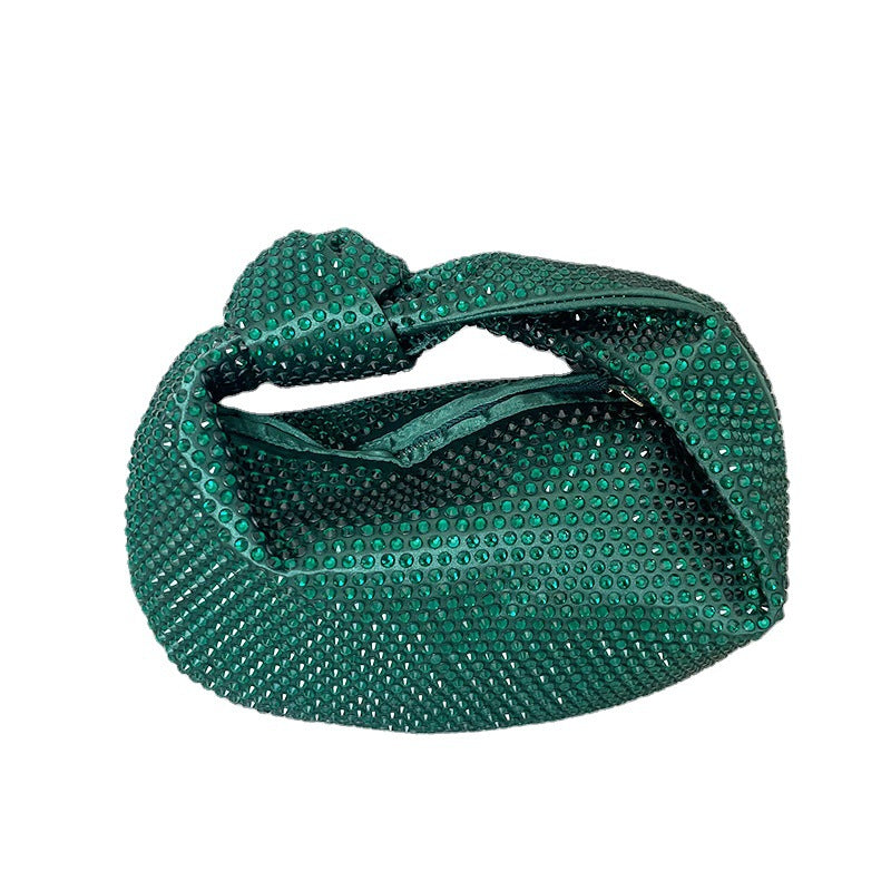 Unique Niche Talk Diamond Knotted Dumpling Emerald Handbags