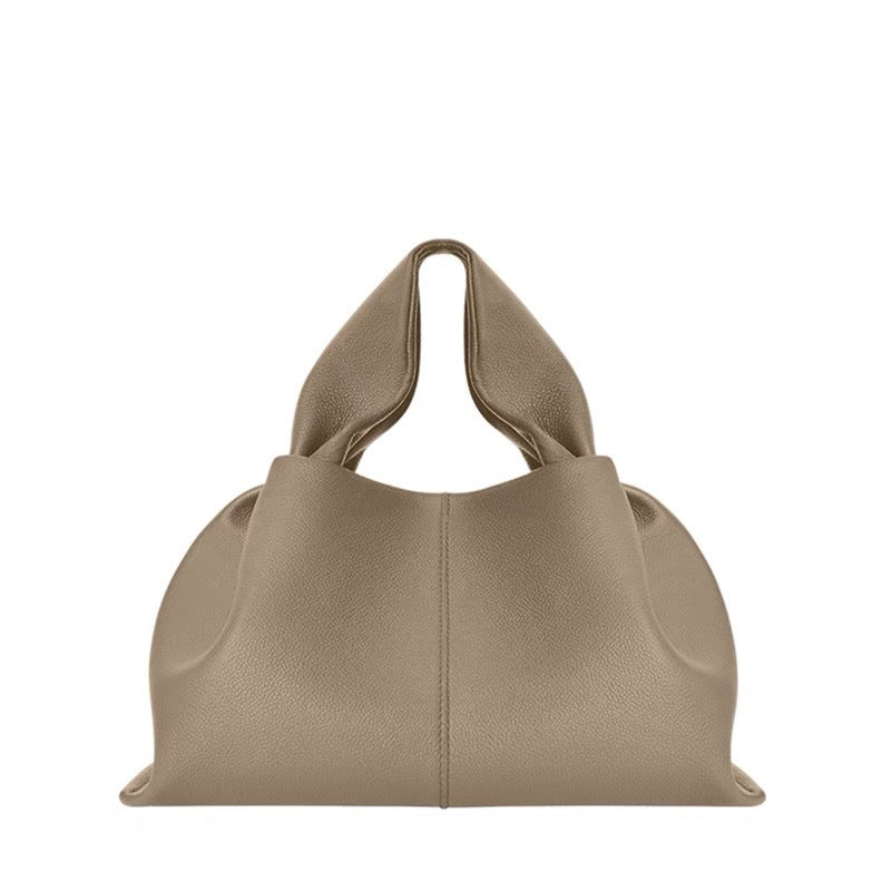 Layer Cowhide Solid Color Lunch Box Handbags