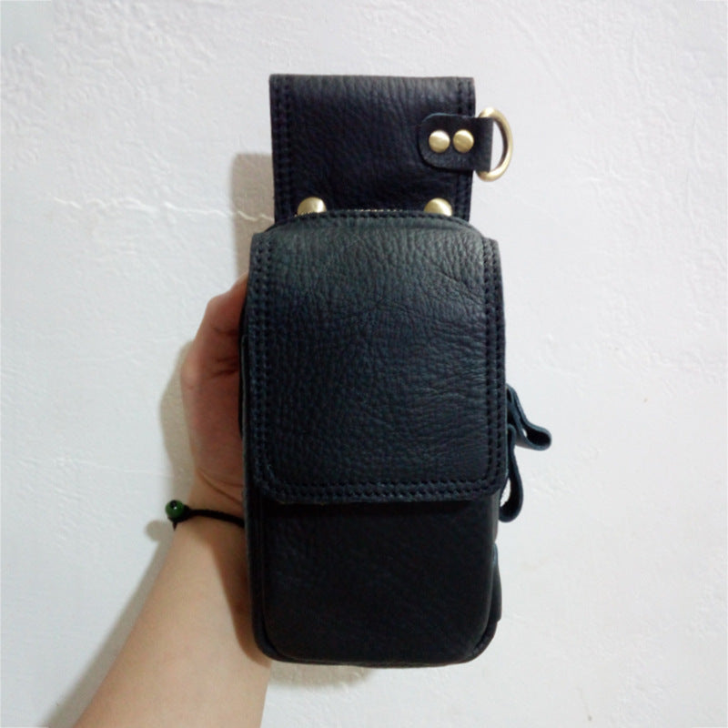 Men's Trendy First Layer Cowhide Crazy Horse Mobile Men's Waist Packs