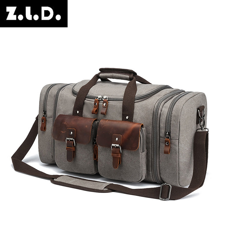 Cool Adjustable Canvas Crazy Horse Leather Travel Bags