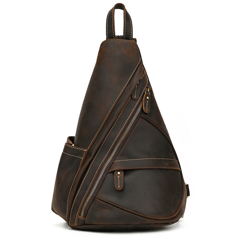 Men's Crazy Horse Leather Retro Top Layer Men's Chest Bags