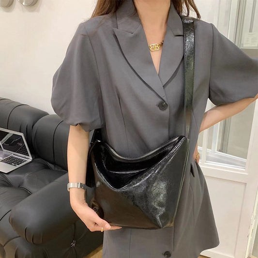 Women's Oil Wax Leather High Quality Large Capacity Pleated Tote Bags