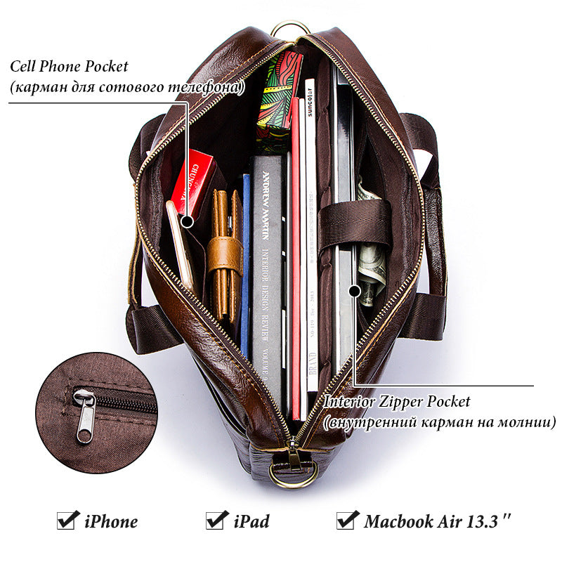 Men's Paul Retro Business First Layer Cowhide Men's Messenger Bags