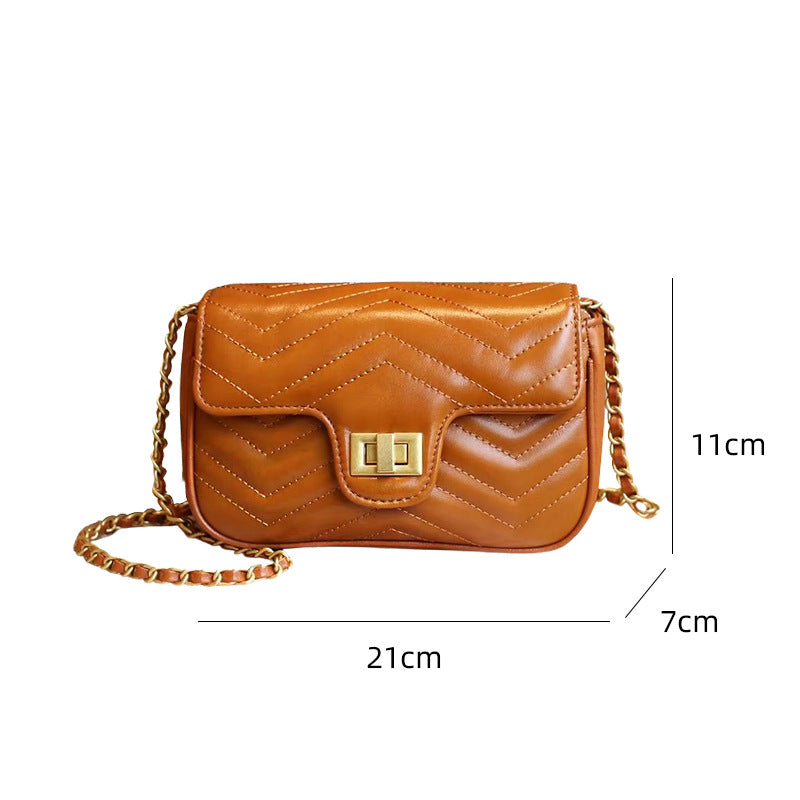 Women's Diamond Chain Female Fashion Genuine Leather Small Square Bags