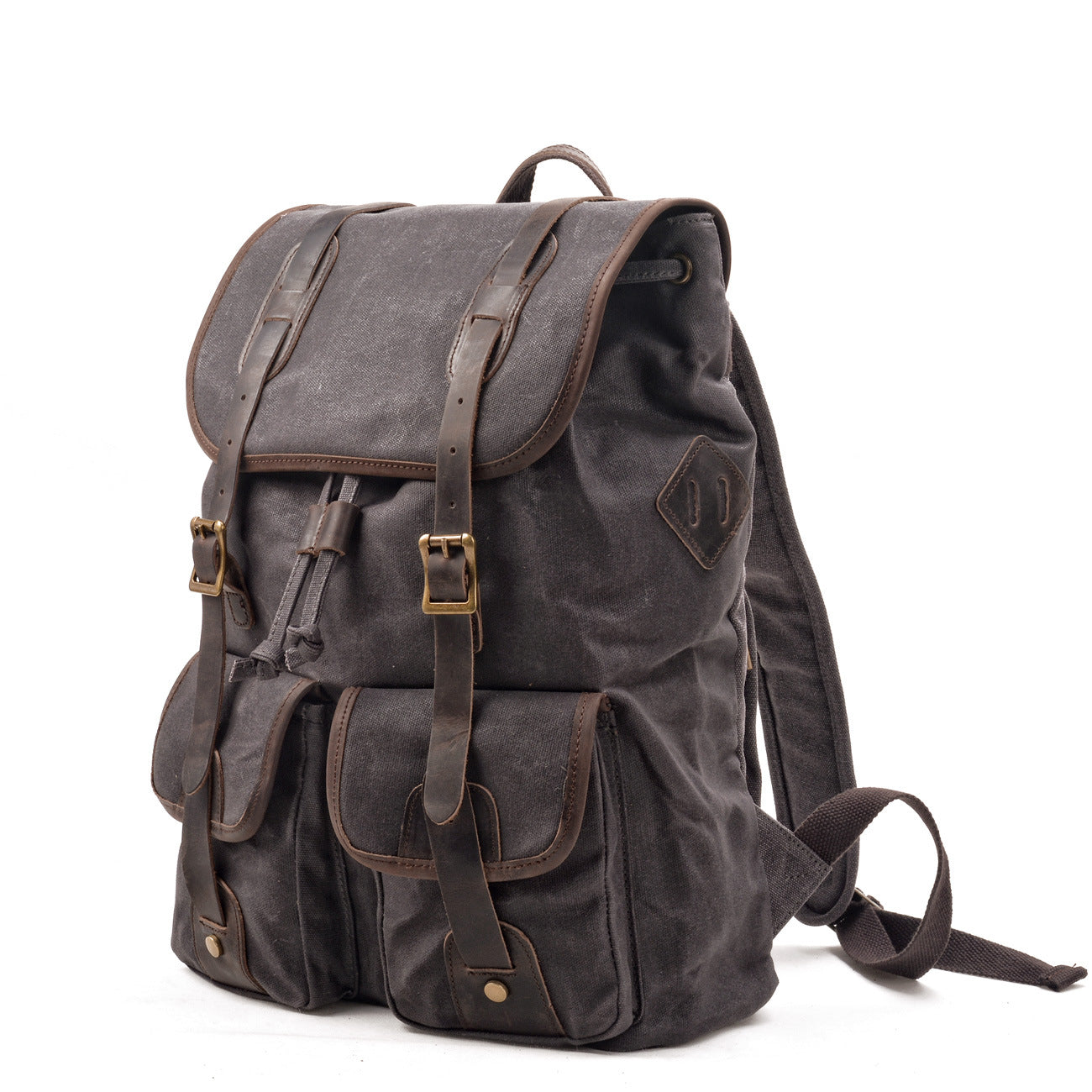 Large Capacity Canvas Stitching Crazy Horse Leather Hiking Backpacks