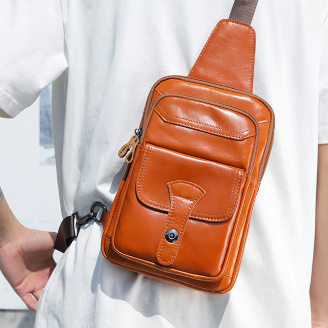 Men's Cowhide First Layer Retro Oil Wax Men's Messenger Bags