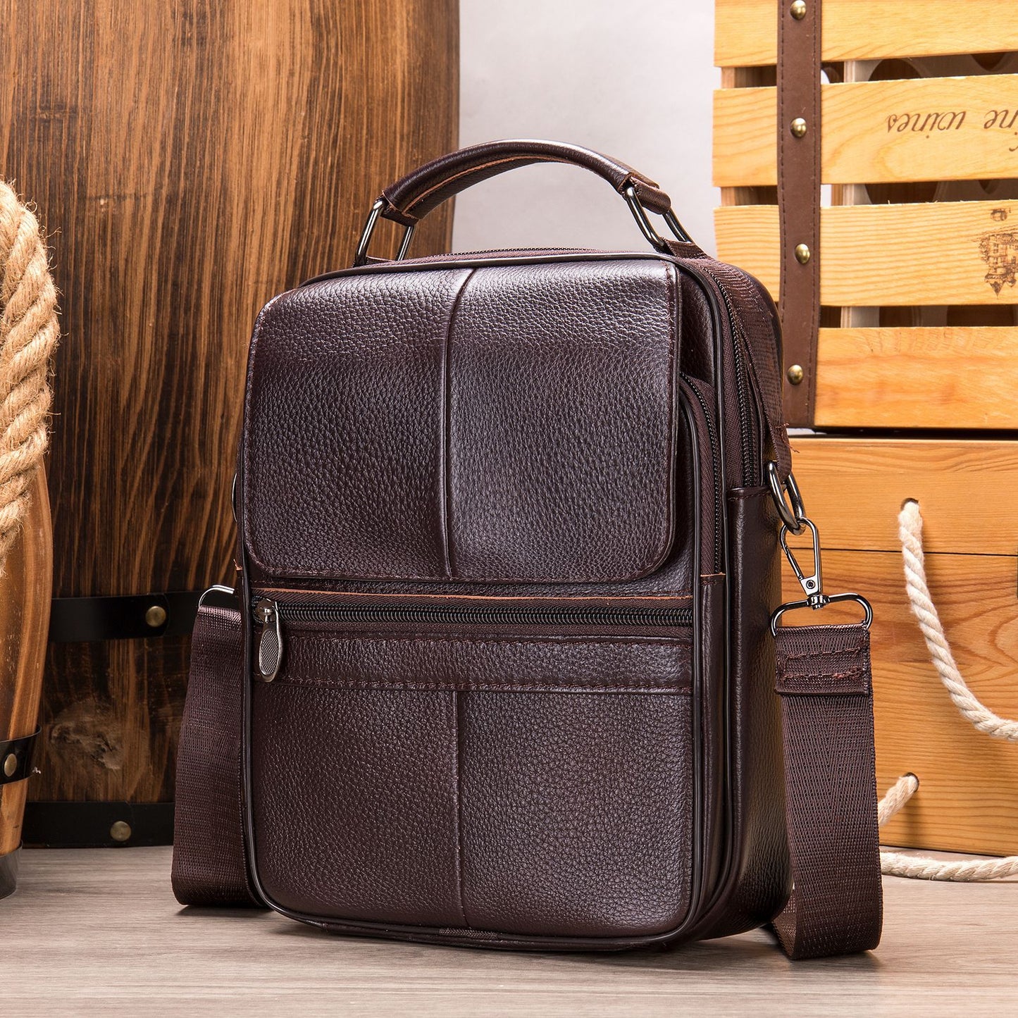 Men's Genuine Leather Business High-grade Cowhide Large Men's Shoulder Bags