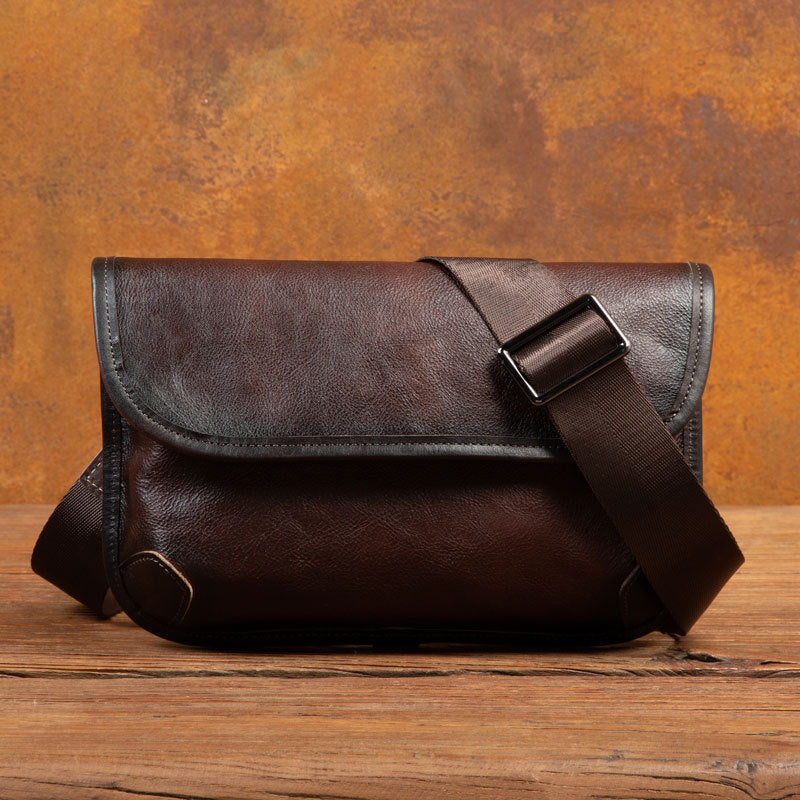 Men's Leather Envelope Retro First Layer Cowhide Shoulder Bags