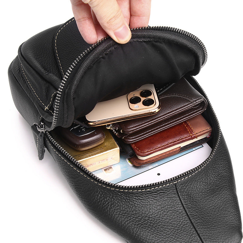 Men's Trendy Leather First Layer Cowhide Men's Chest Bags